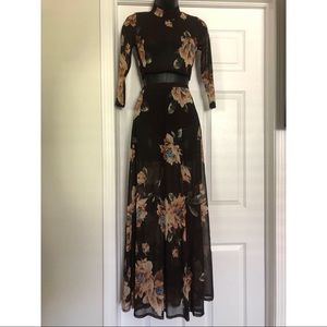 Sheer Floral Skirt Set